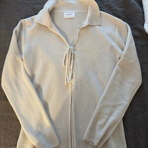 Cream Textured stitch front sweater